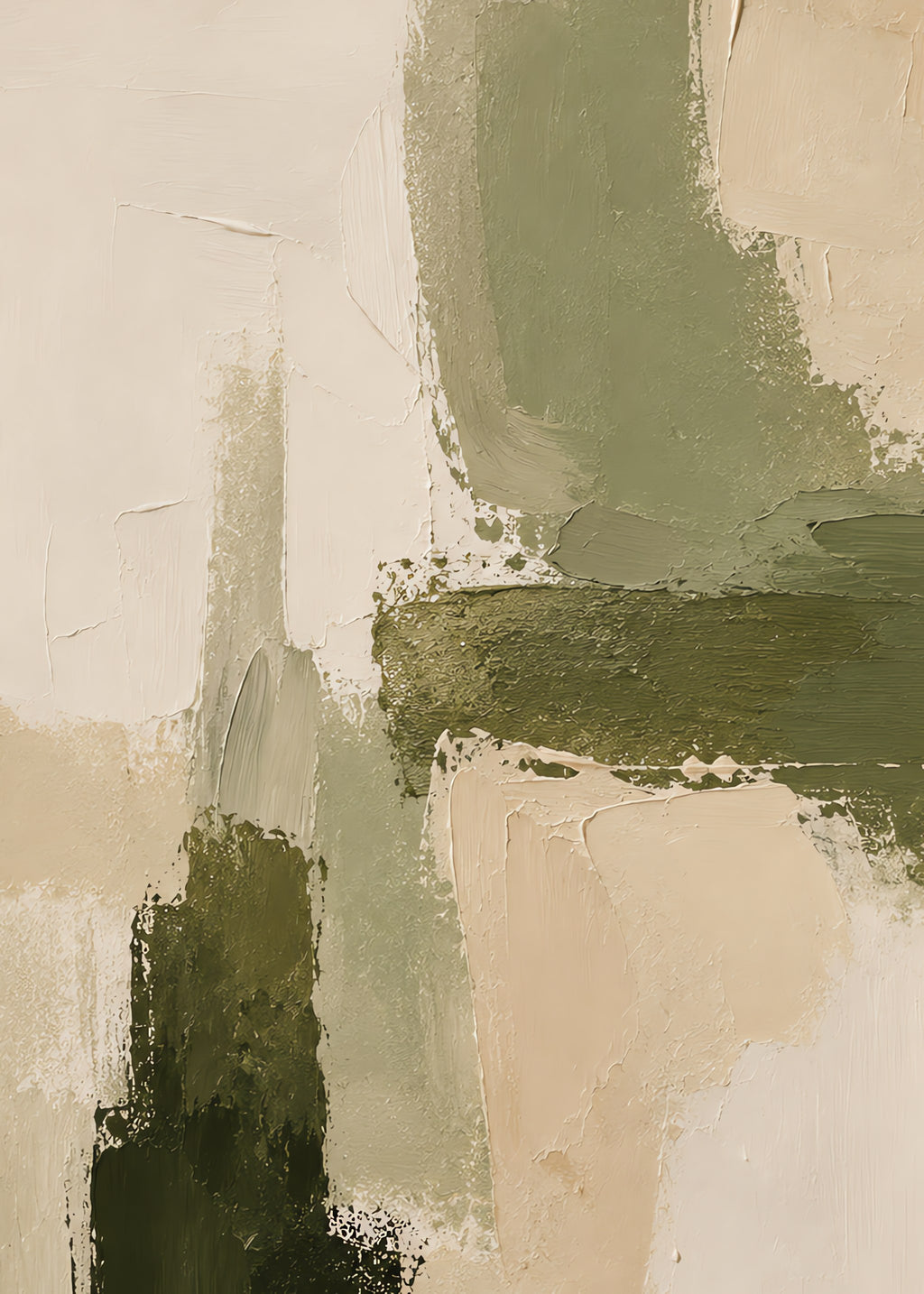 abstract in sage and sand, flat artwork