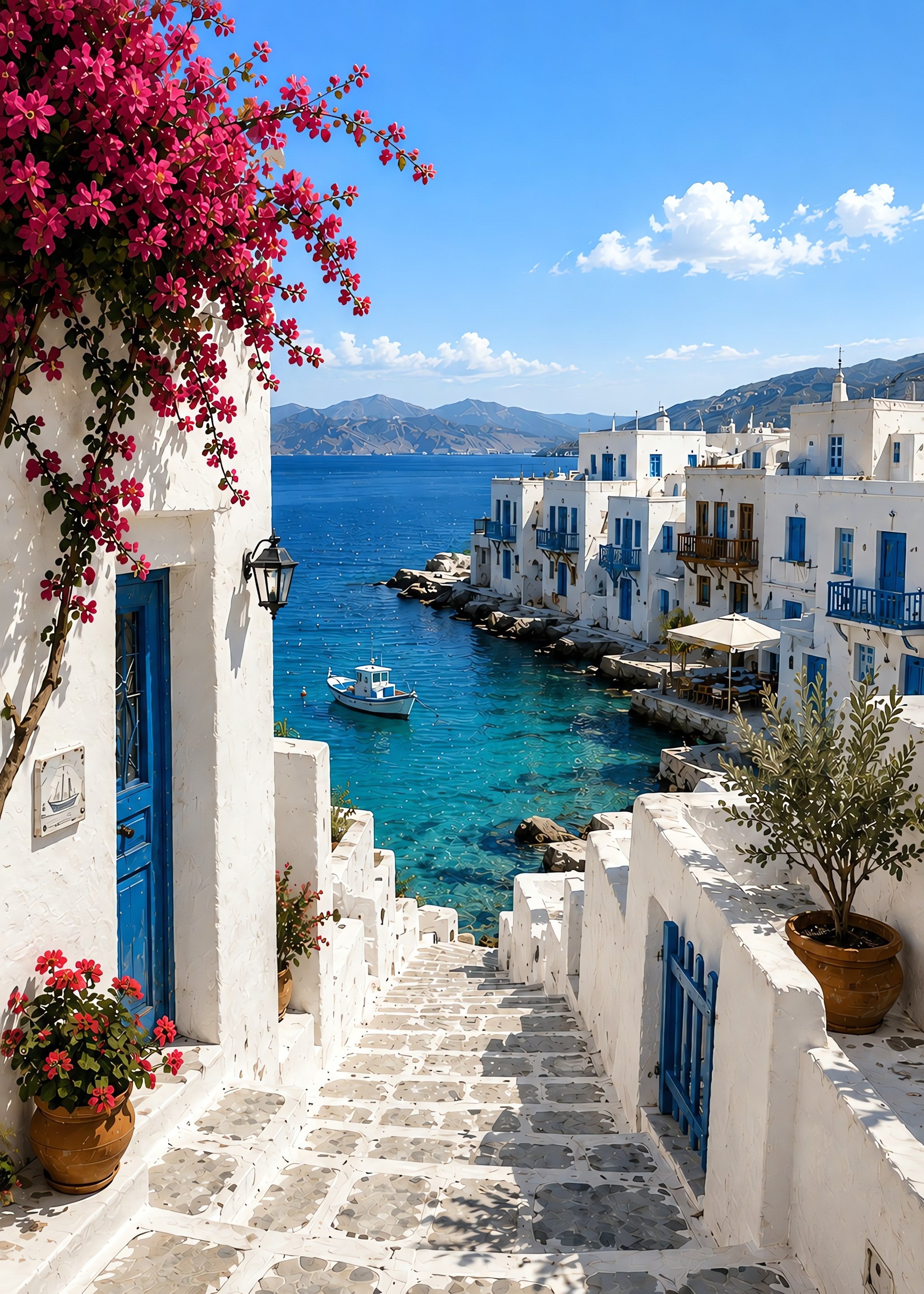 Aegean Sunlit Steps, flat artwork