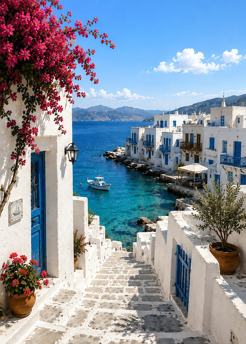 Aegean Sunlit Steps, flat artwork