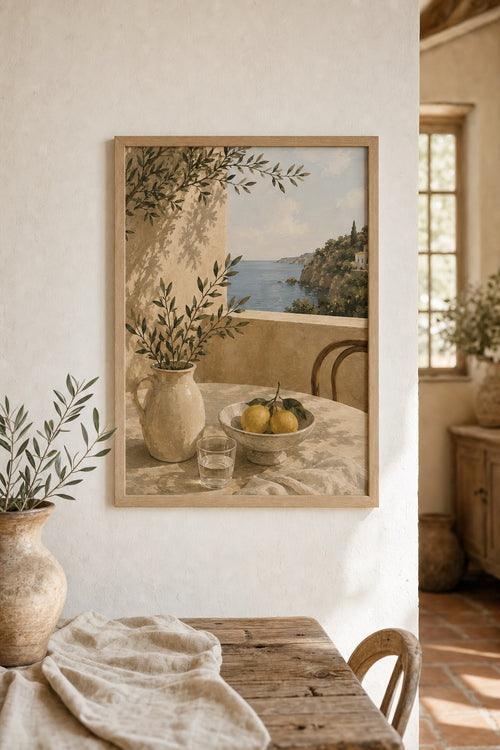 amalfi terrace, styled interior