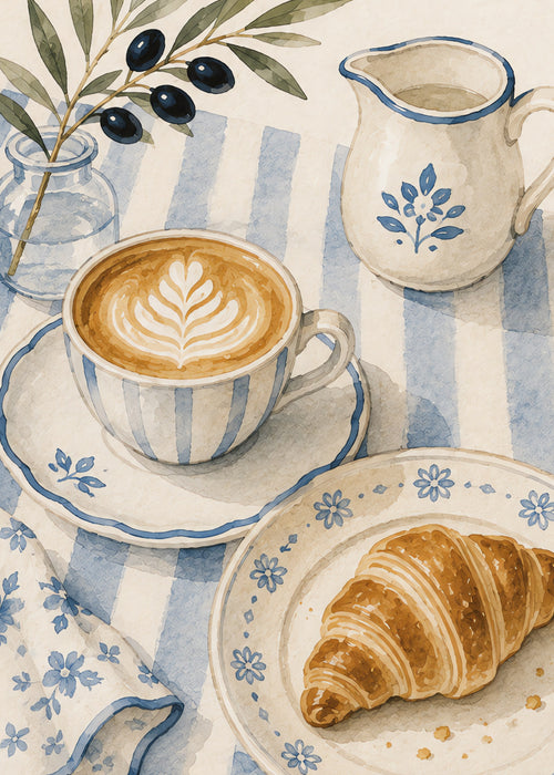 breakfast in blue, flat artwork