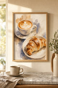 cafe au lait and croissant, styled interior