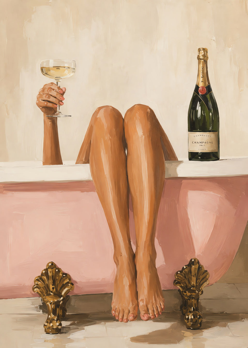 Champagne Bath Reverie, flat artwork