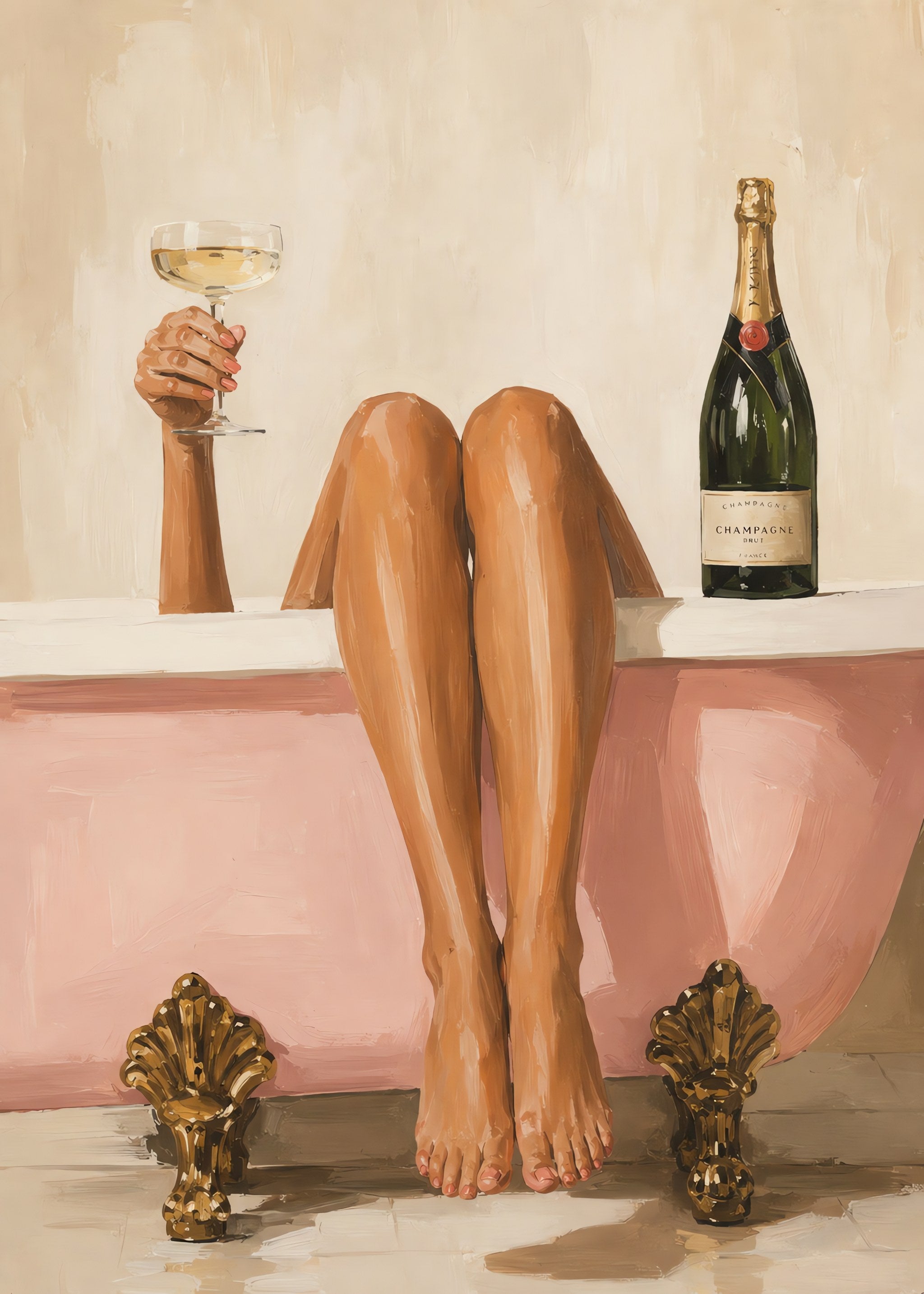 Champagne Bath Reverie, flat artwork
