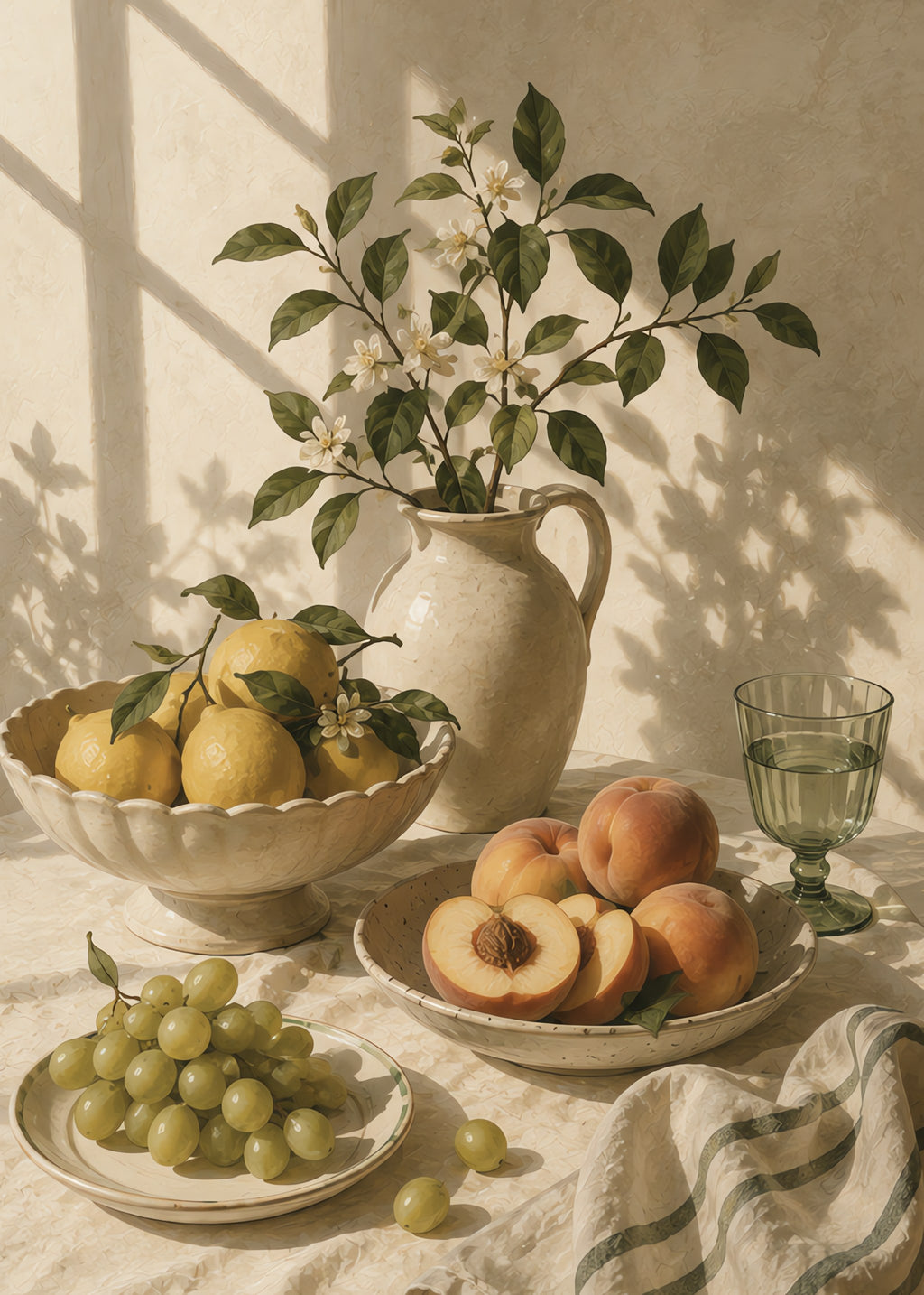 citrus and stone fruit, flat artwork