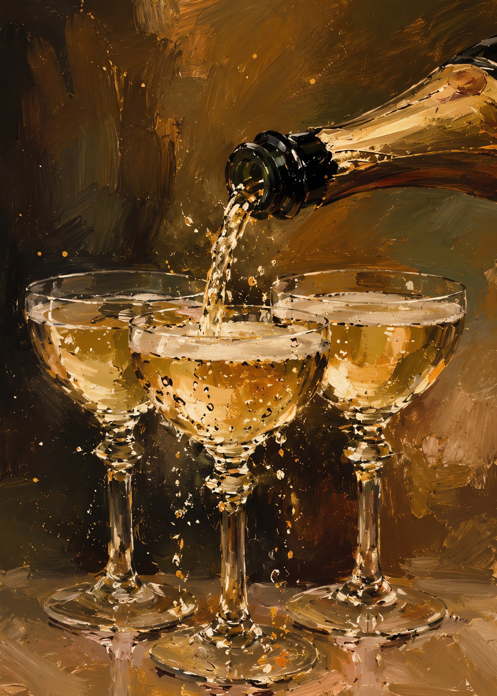 Golden Champagne Toast, flat artwork