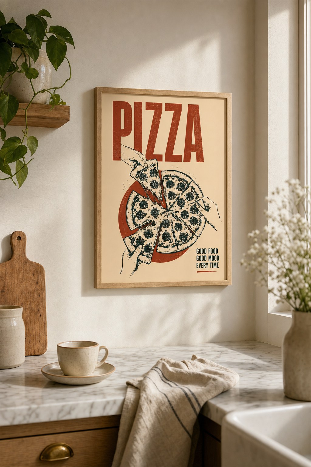 Good Mood Pizza, styled interior
