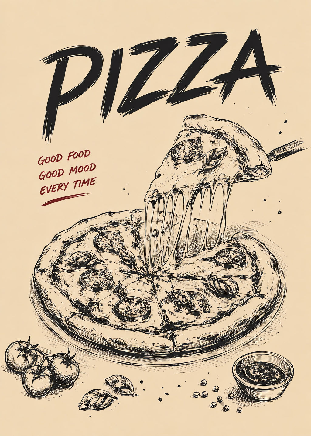 Good Mood Pizza, flat artwork