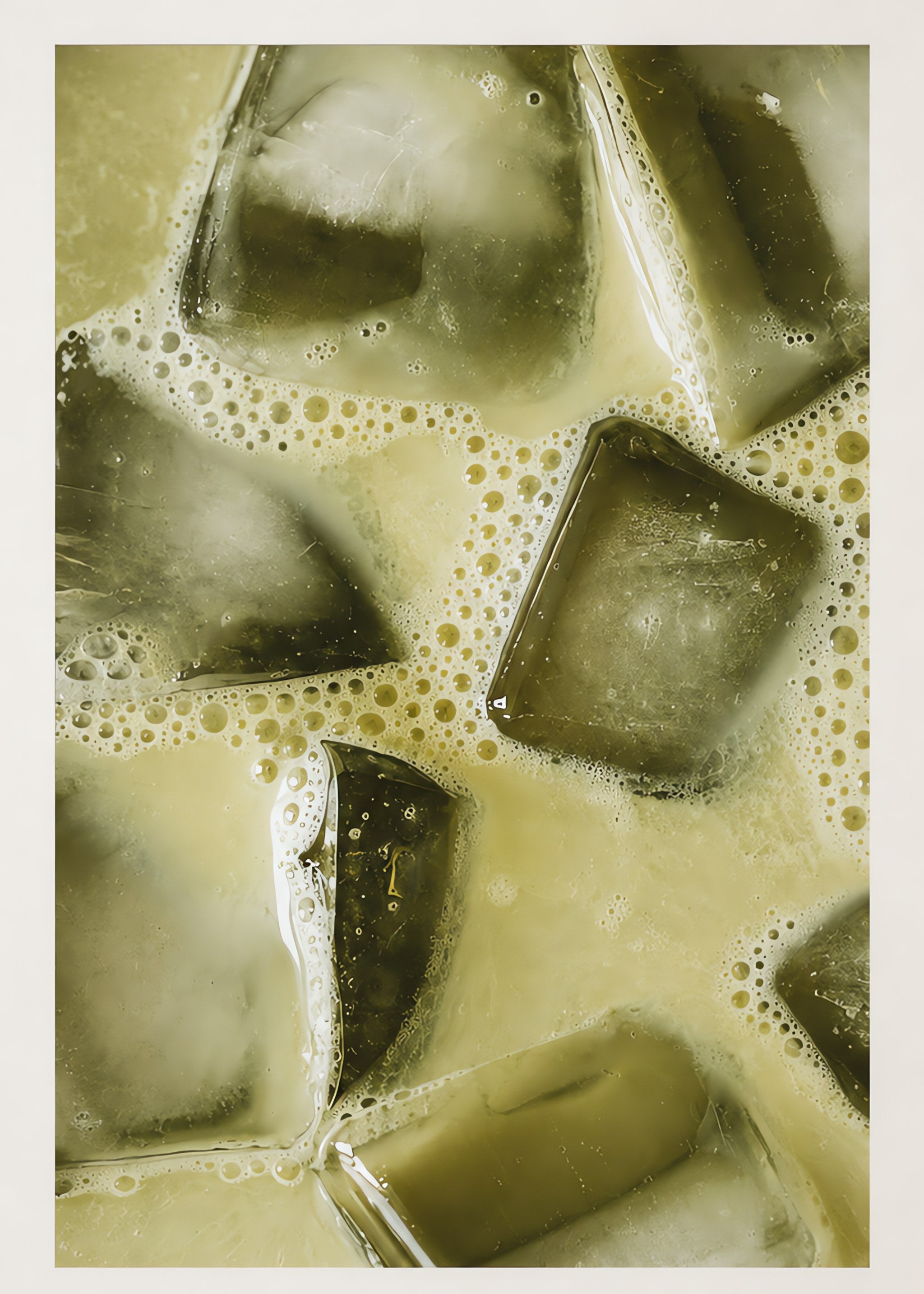 iced matcha close up, flat artwork