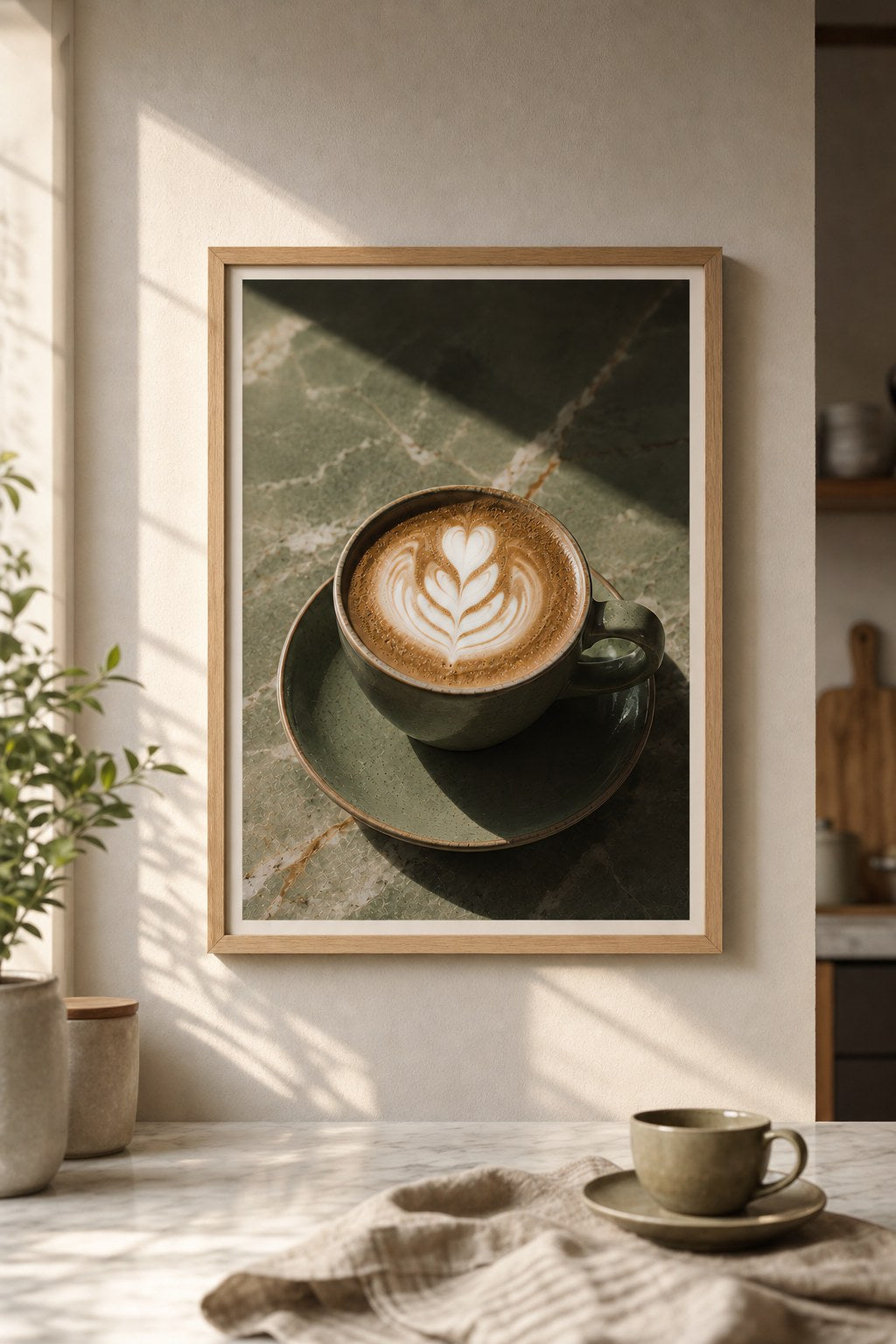 latte on marble, styled interior