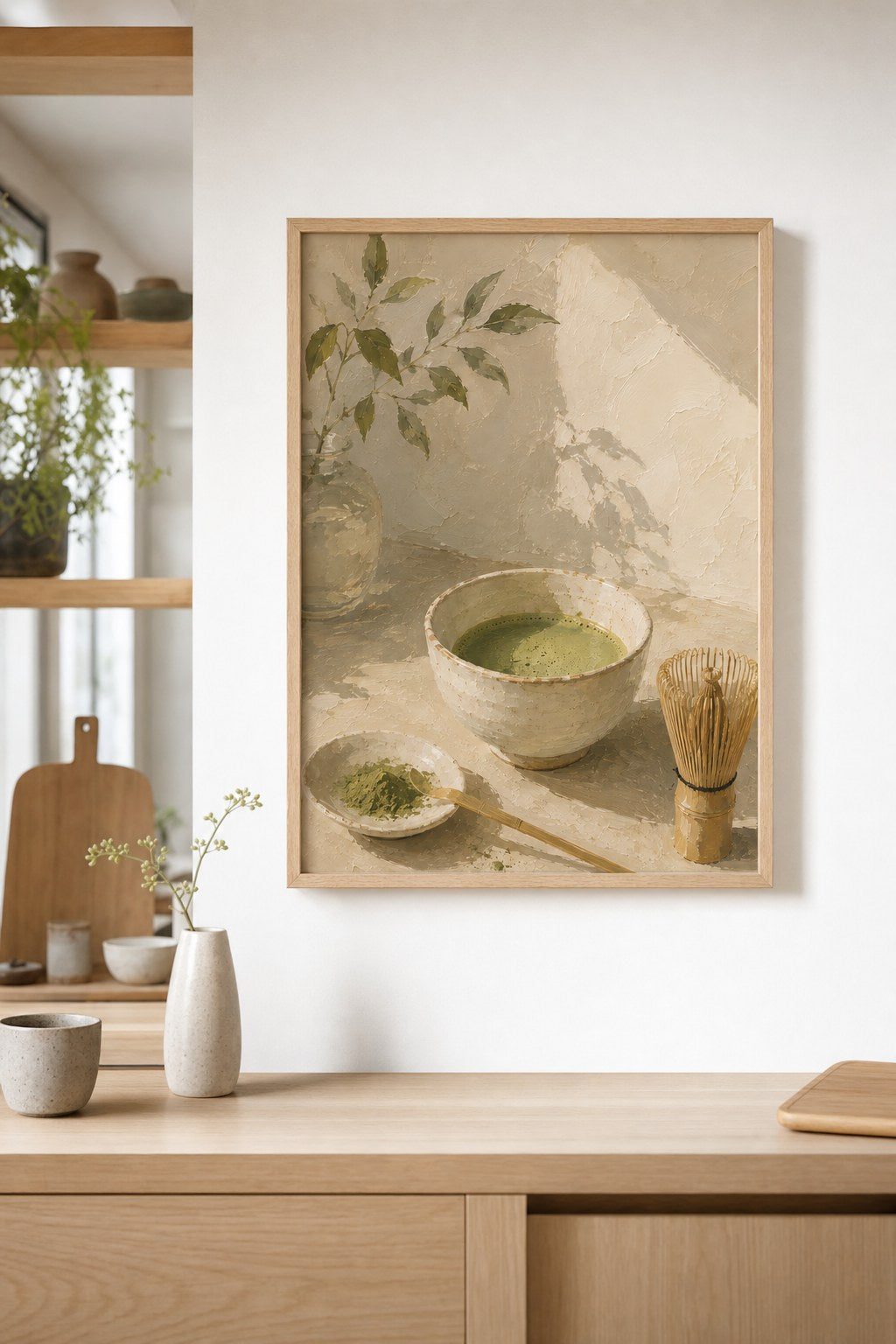 Matcha in Oils, styled interior