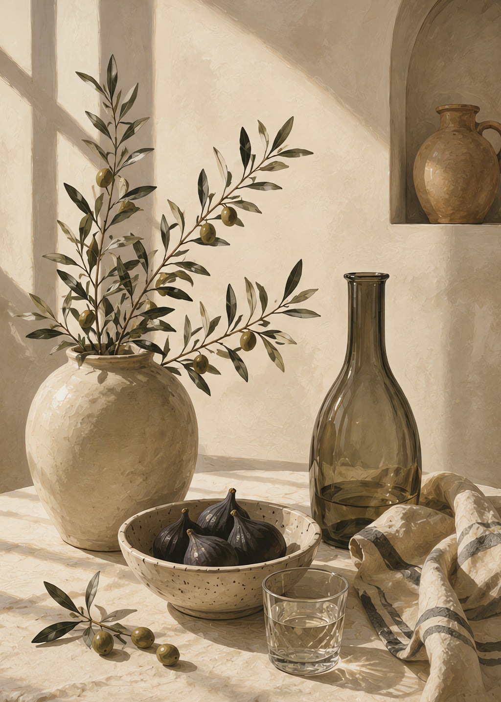 mediterranean still life, flat artwork