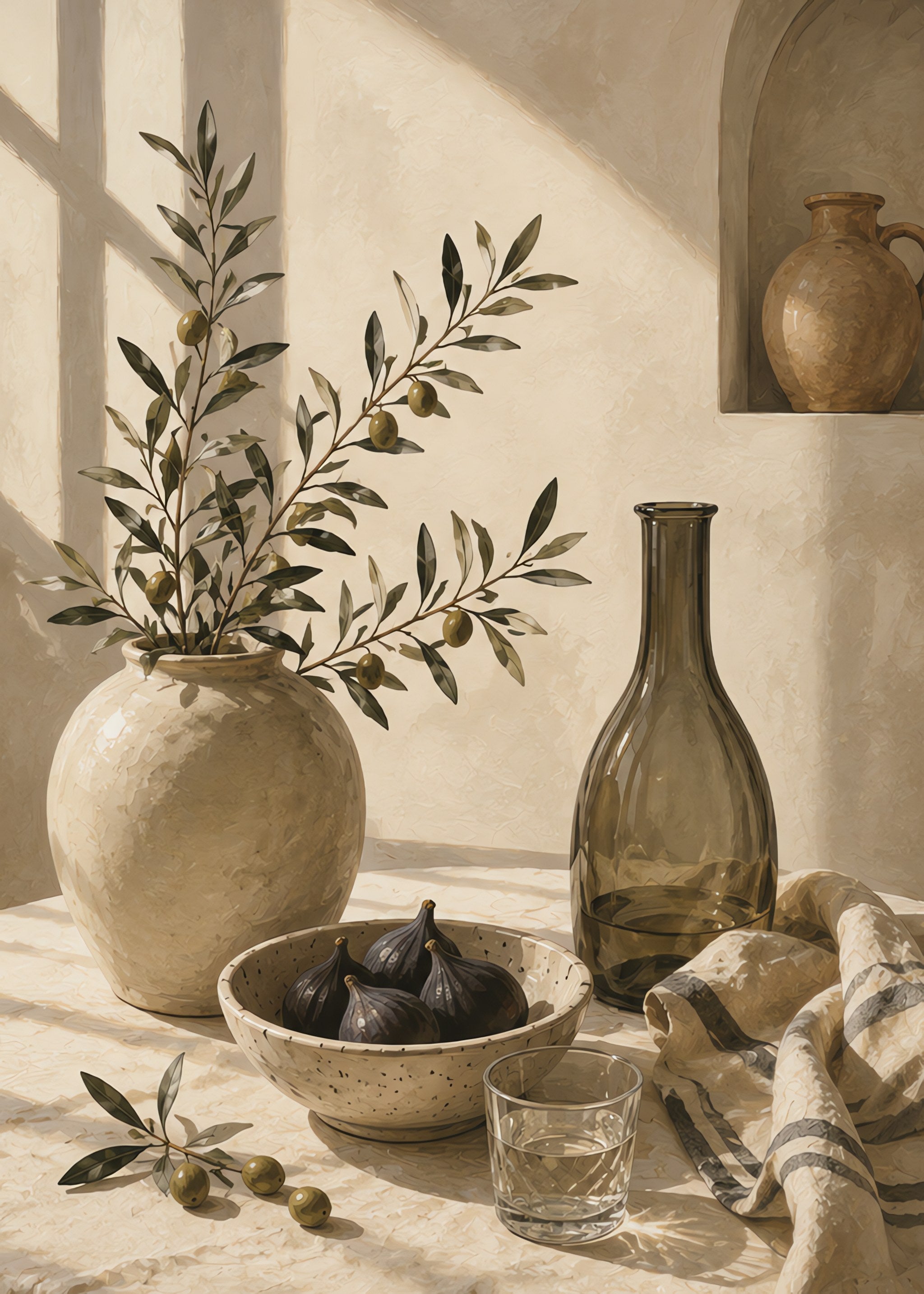 mediterranean still life, flat artwork