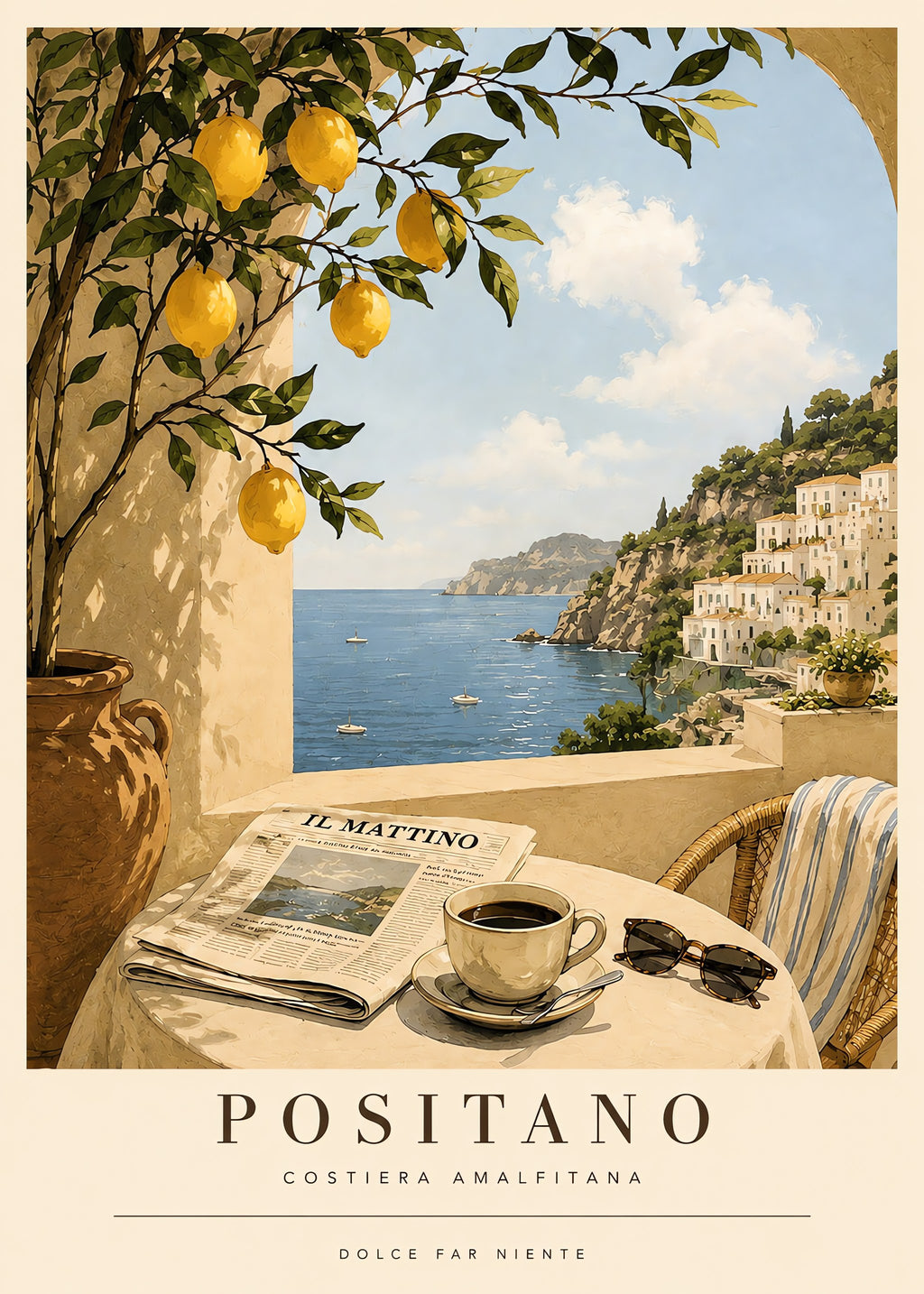 Positano Morning Terrace, flat artwork