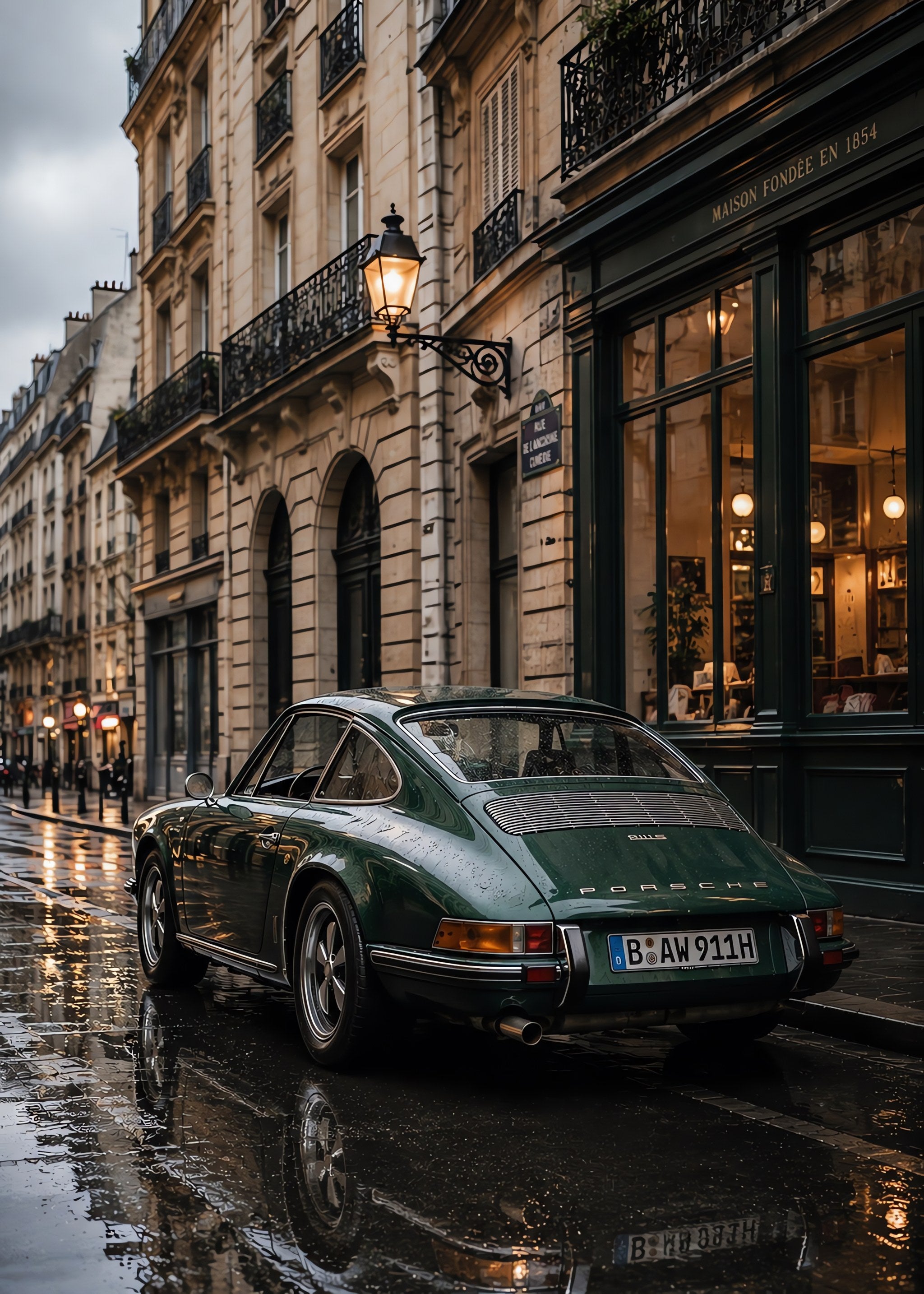 Rainy Paris Drive, flat artwork