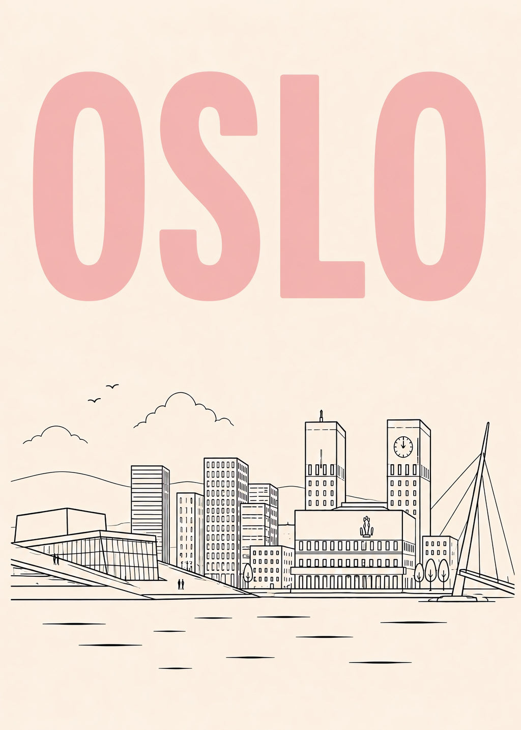 Soft Oslo Skyline, flat artwork