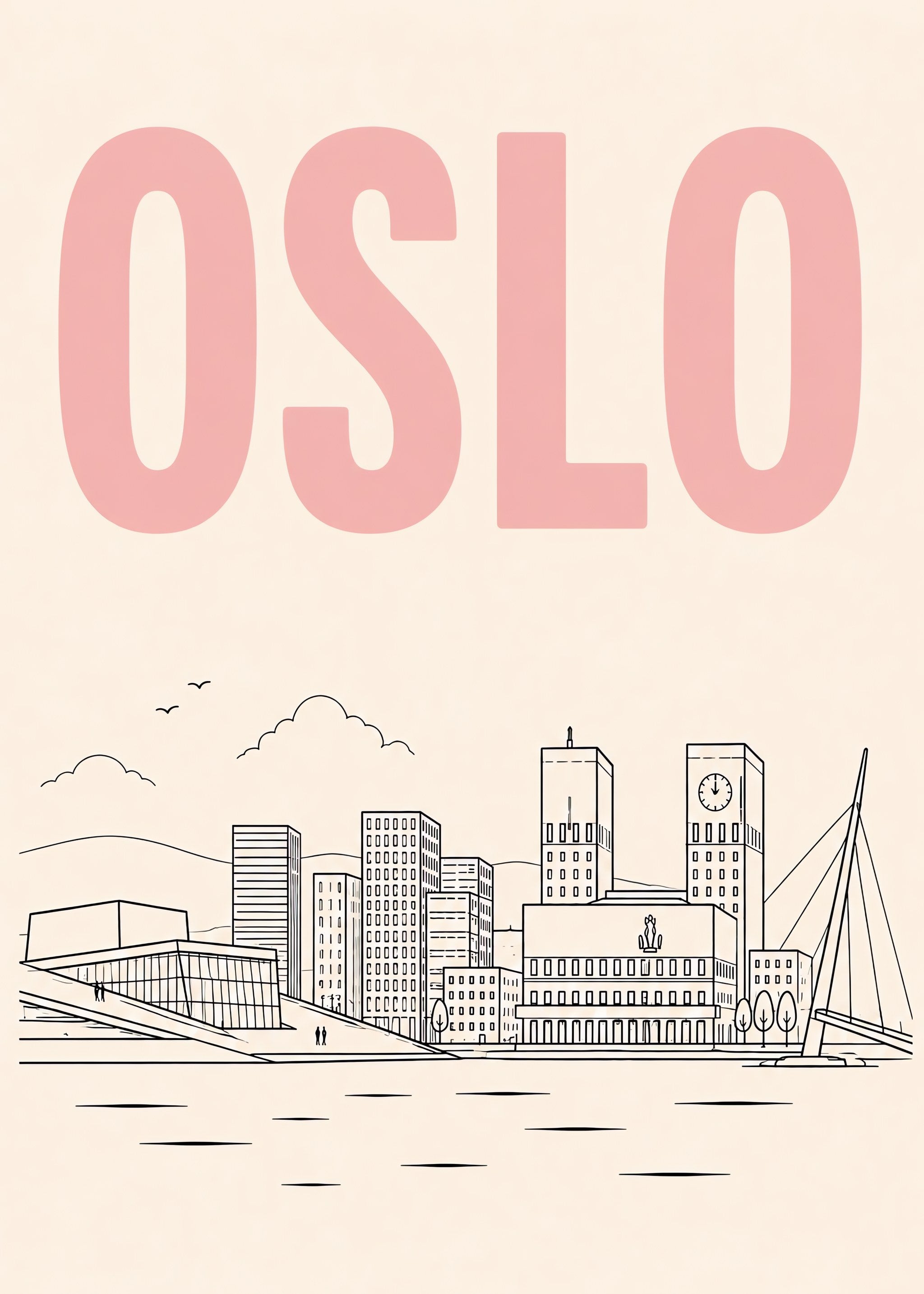 Soft Oslo Skyline, flat artwork