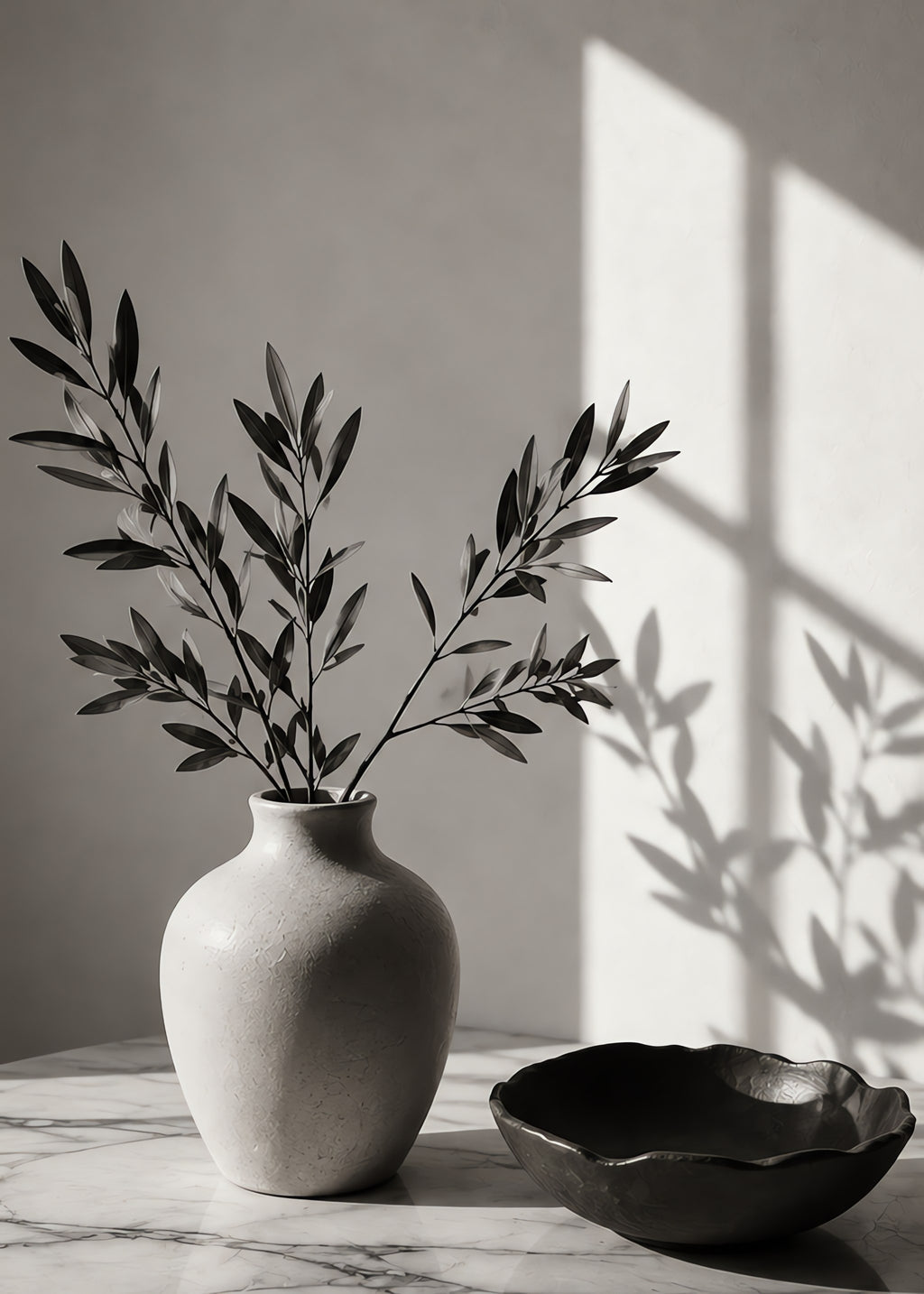 still life in monochrome, flat artwork