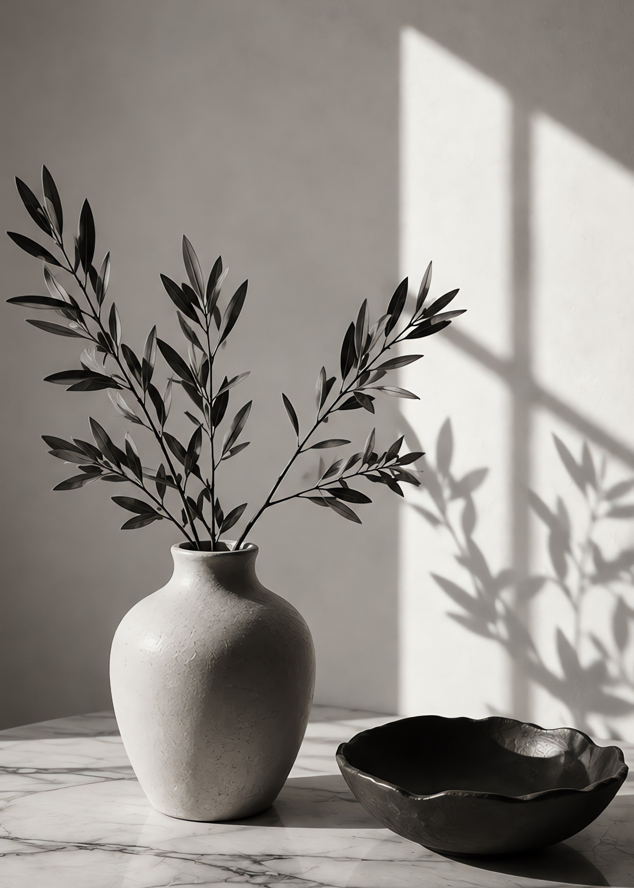 still life in monochrome, flat artwork