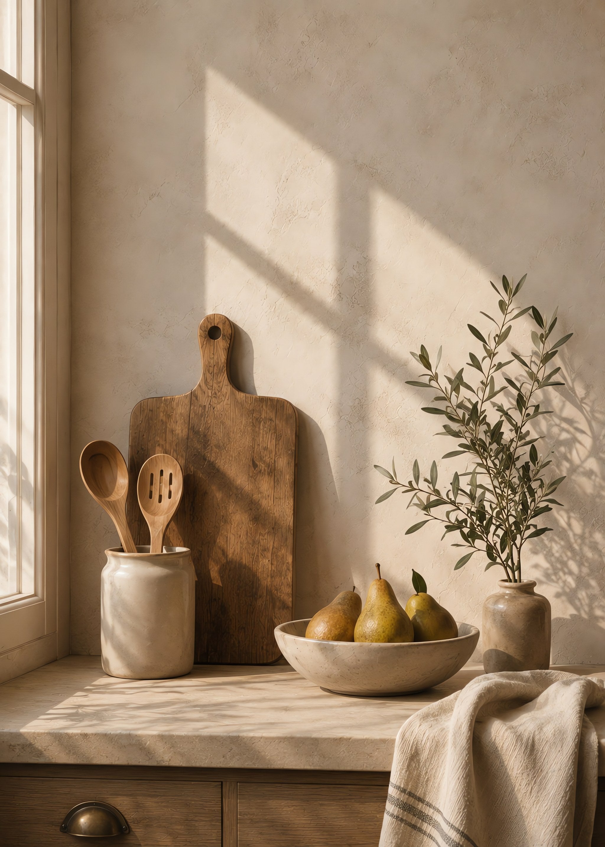Sunlit Kitchen Stillness, flat artwork