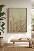 wildflower field in sage, styled interior