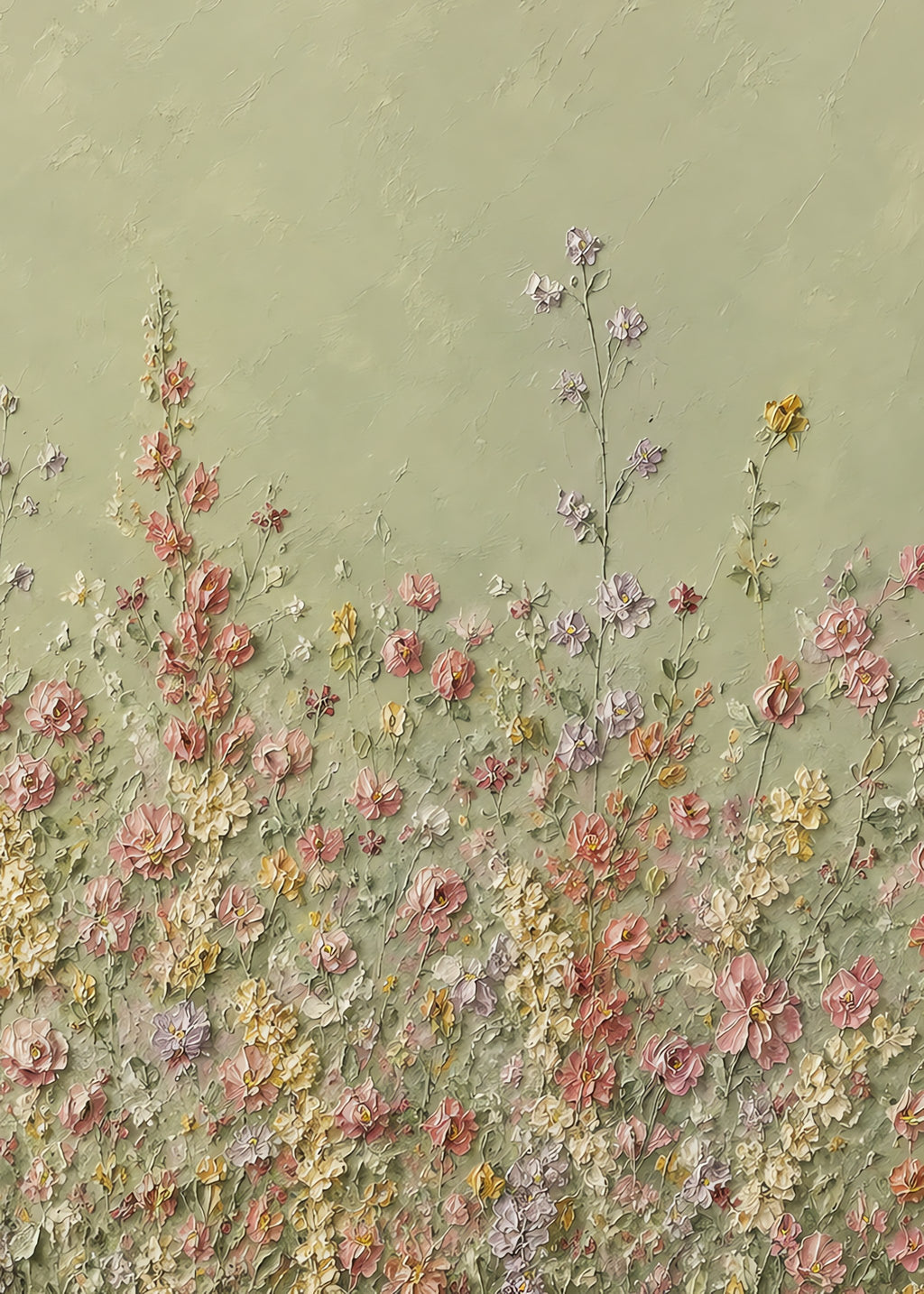 wildflower field in sage, flat artwork
